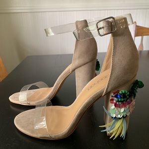 Boohoo Nude Embellished Heels- Size 7.5